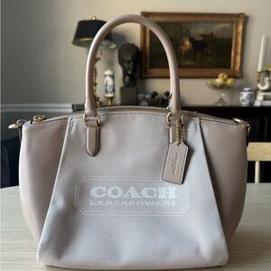 Coach Beige Leather and Canvas Satchel